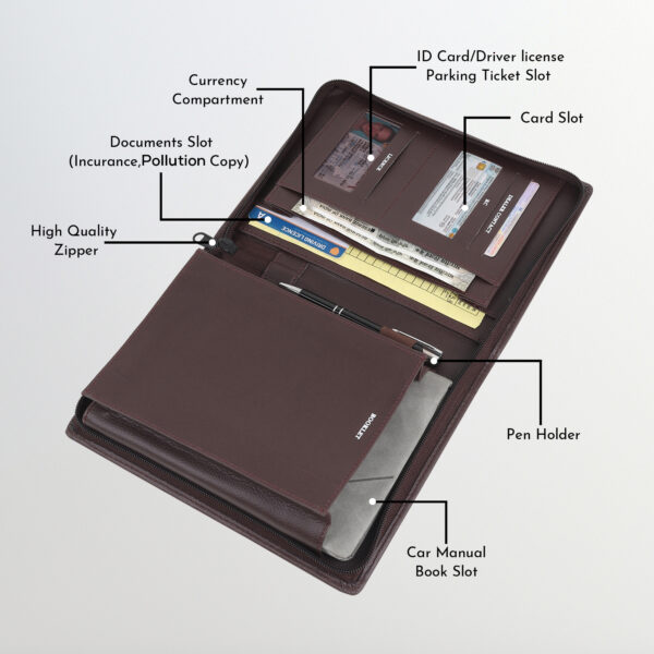 Leather folder for documents – professional business file organizer