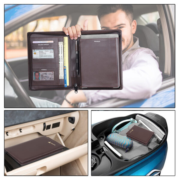 Leather folder for documents – professional business file organizer